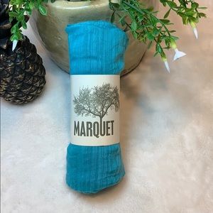 Ocean blue colored cotton & silk hand woven shawl